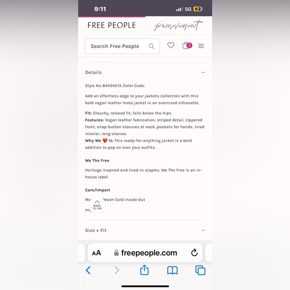 NWOT FREE PEOPLE We The Free Ryder Sport Vegan Moto Jacket MSRP $198 Size XL - Picture 7 of 16